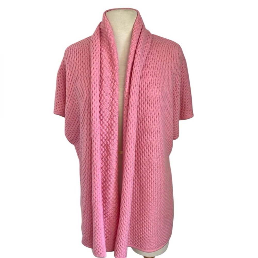 St. John Pink 100% Cashmere Open Cardigan